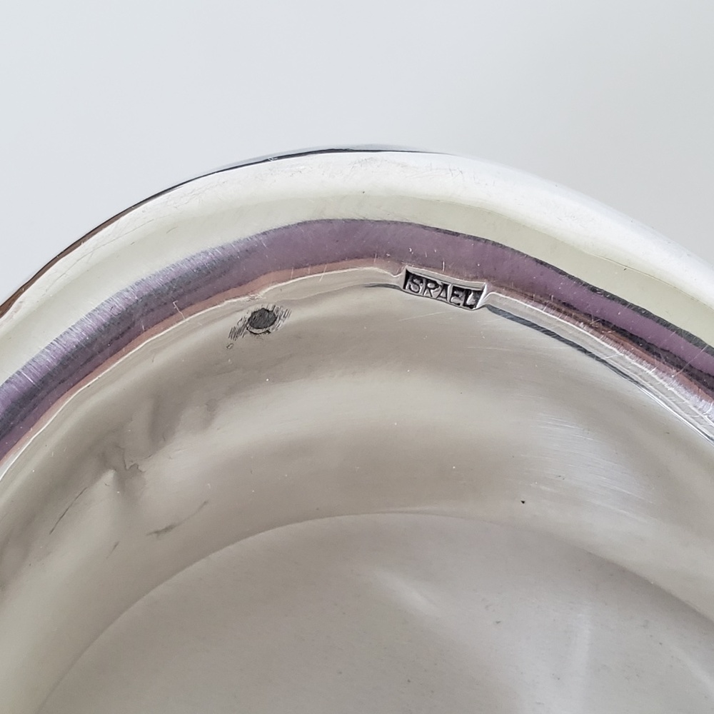 E&L Israel Sterling Silver Electroform Wide Ridged Bangle Bracelet - Picture 9 of 10